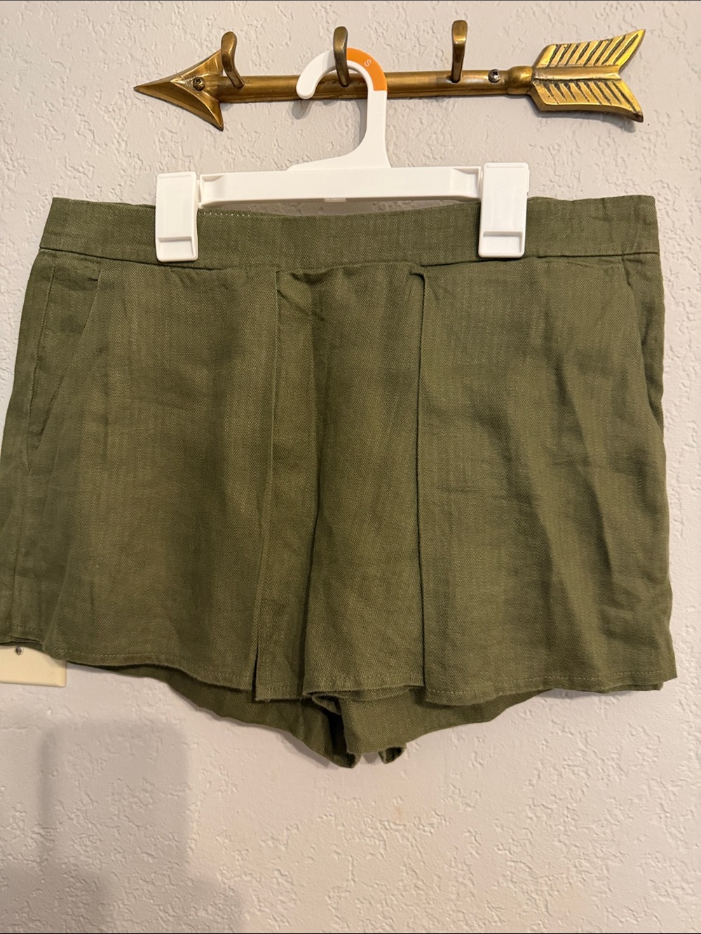 J. Crew Olive Utility Linen-Blend Pleated Shorts Size 6